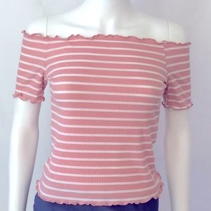 Rose Pink and white off the shoulder top